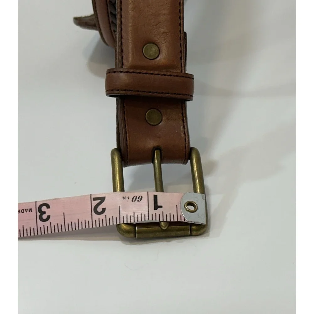 Nocona Mens 44 Brown Genuine Leather Western Cowboy Belt Solid Brass Buckle